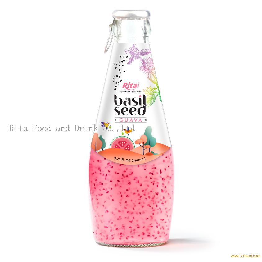 Basil seed 290ml Glass Bottle guava from RITA beverage Vietnam