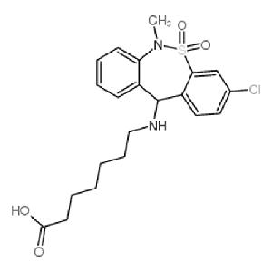 7-[(3-chloro-6-methyl-5,5-dioxo-diphenzo[1,2]thiazepine- 11-)amino]heptanoic acid hemisulfate monoh