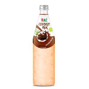 490ml Glass Bottle VINUT Coconut milk drink with Chocolate and Nata De Coco Suppliers vegan milk