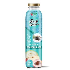 300ml Glass Bottle VINUT Basil seed drink with Tropical Cocktail juice Manufacturer No Added sugar