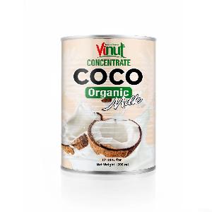 200ml Can Organic Coconut Milk for cooking 12-14% Fat UHT Gluten Free and Vegan Product with Halal