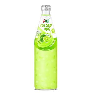 490ml Glass Bottle VINUT Coconut milk drink with Lime and Nata De Coco Suppliers vegan milk nut milk