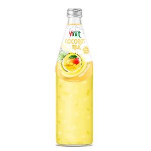 490ml Glass Bottle VINUT Coconut milk drink with Mango and Nata De Coco Suppliers Manufacturers