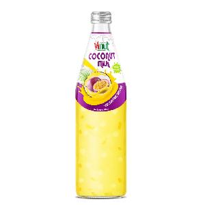 490ml Glass Bottle VINUT Coconut milk drink with Passion fruit and Nata De Coco Manufacturers