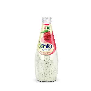 Best Price 290ml Glass bottle VINUT Chia seed drink with Lychee Juice Custom Private Label