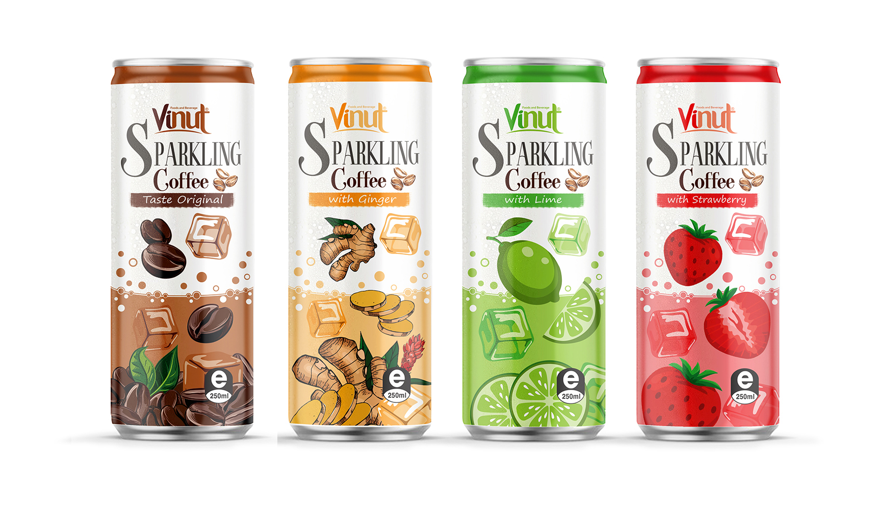 Box 4 Cans VINUT Premium Back tea & Mango Sparkling water