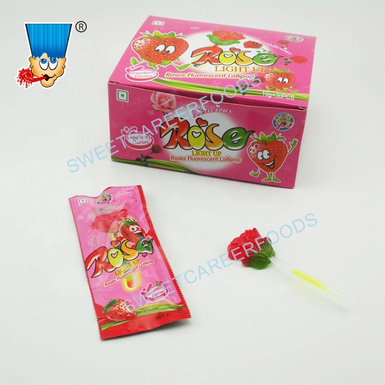 fluorescent glow stick light up rose flower lollipop candy sweets,China ...