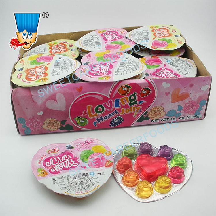 Mix Fruit Flavor Heart Flower Shape Jelly Cup Pudding Sweets,China