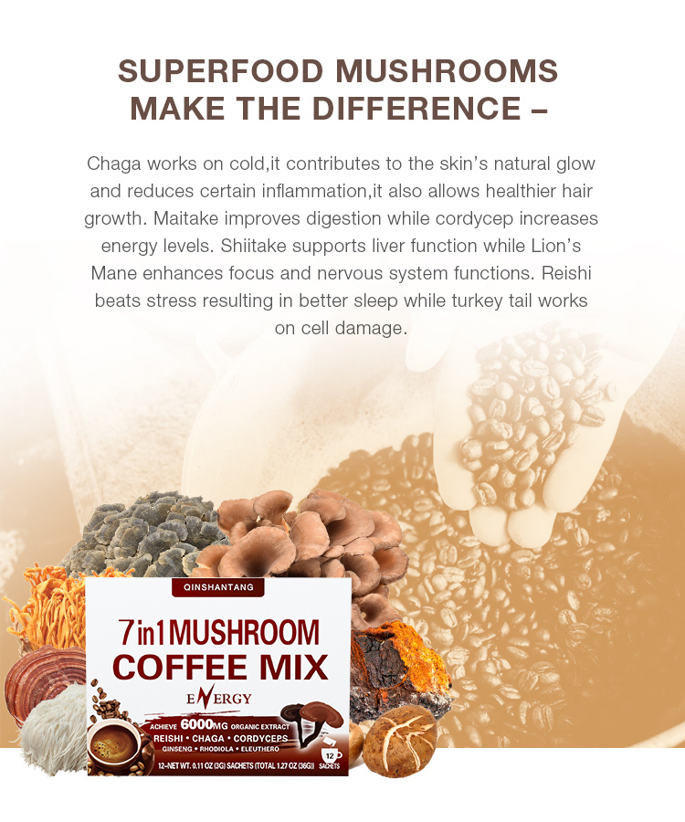 Coffee Mix Ganoderma Lucidum Coffee 7 in 1 Reishi  Mushroom Instant Coffee