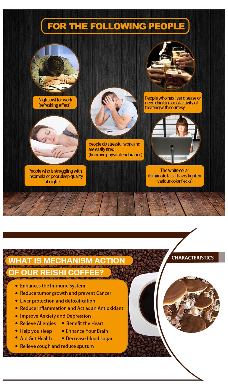 Organic Extract Ganoderma Lucidum Reishi Mushroom Coffee with Private Label