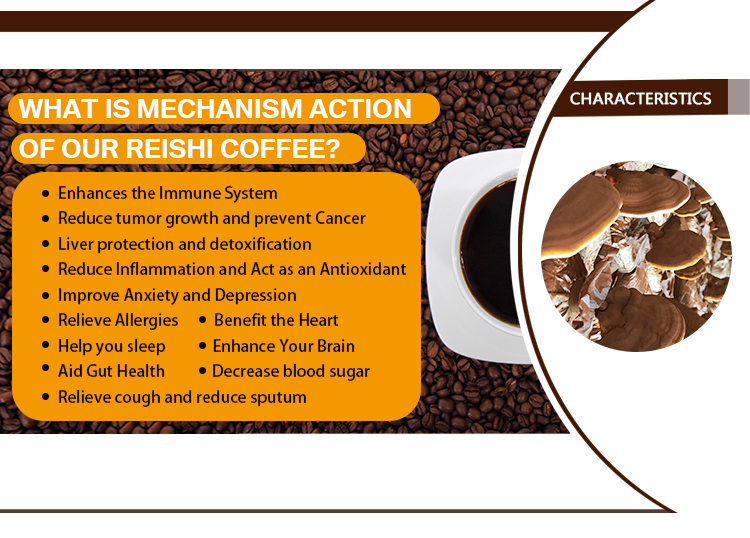 Wholesale Organic Ganoderma  Reishi Mushroom Extract Herbal Instant Coffee Powder