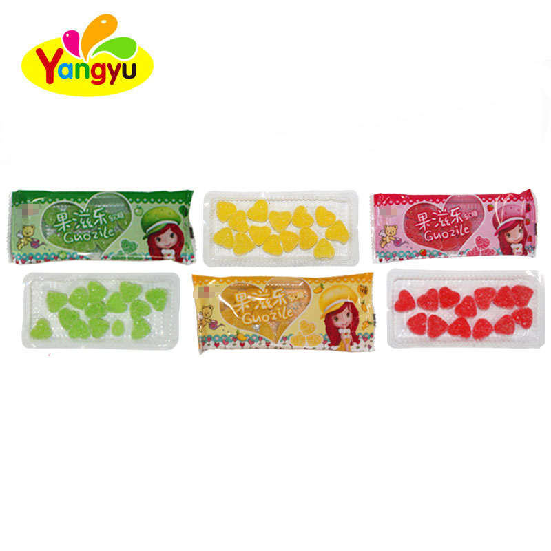Halal gummy candy sugar coated heart shape soft candy
