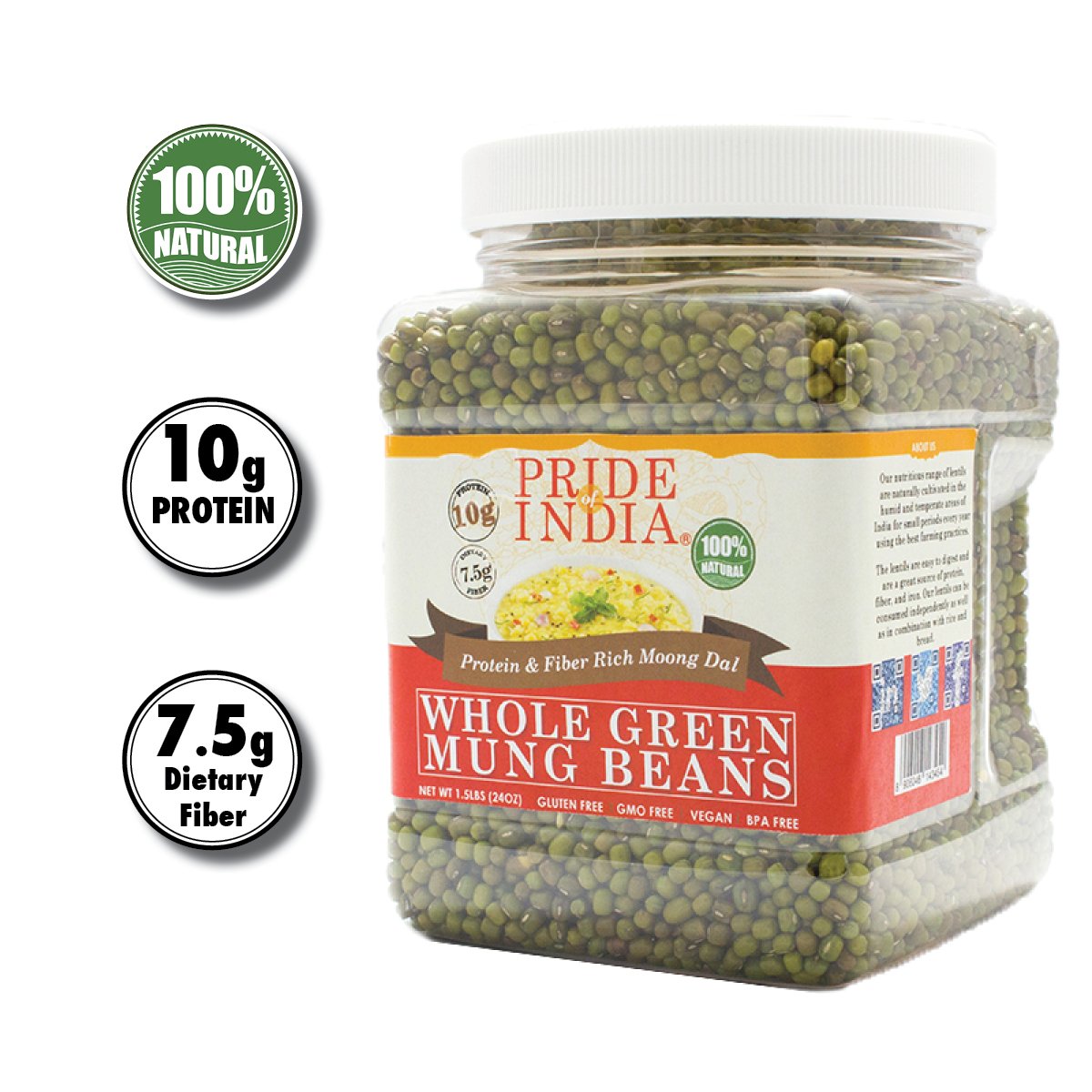 Whole Green Mung Beans (3.3 LBS, 1497 gms)