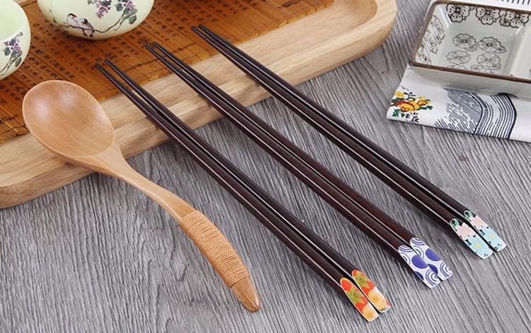 5 pairs Handmade Japanese Style Wooden Chopsticks Gift Set Box Kitchen Cutlery Portable Dinner