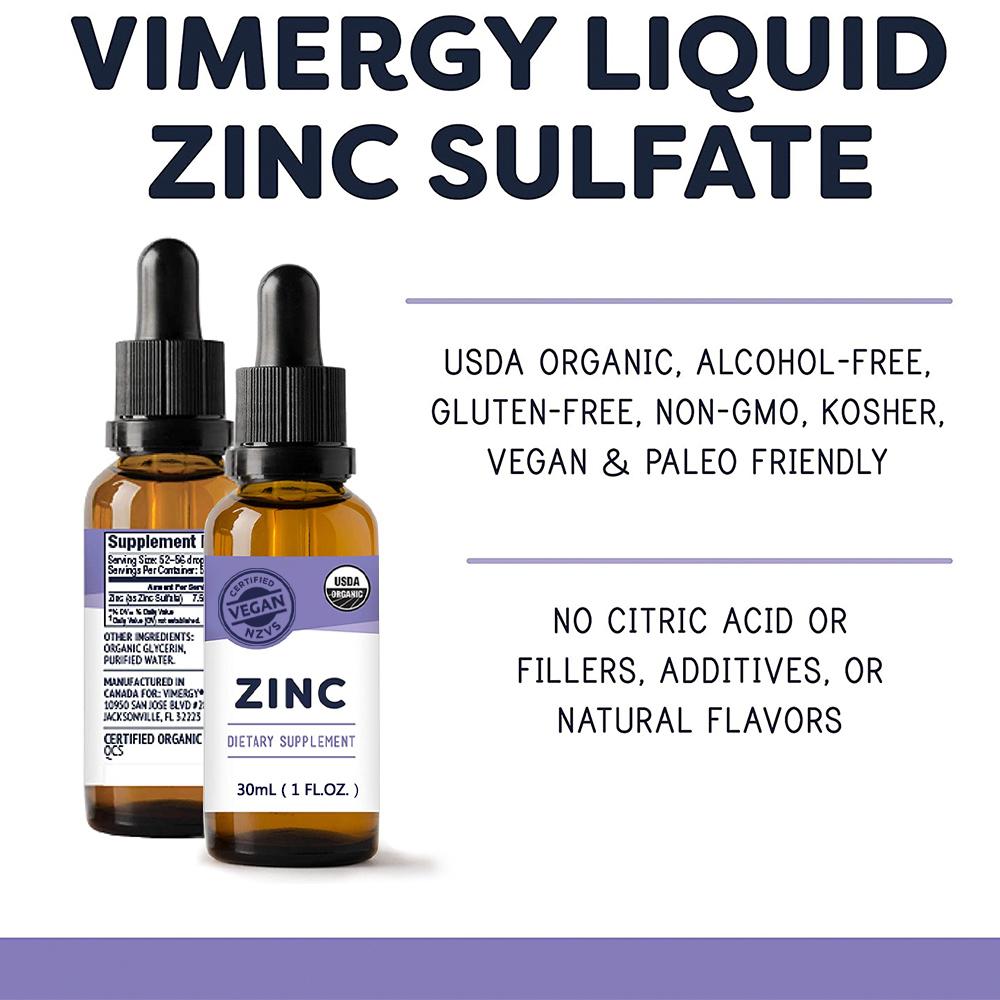 900MG Organic Ionic Zinc Liquid Drops Vitamin C + Zinc Immune System Support