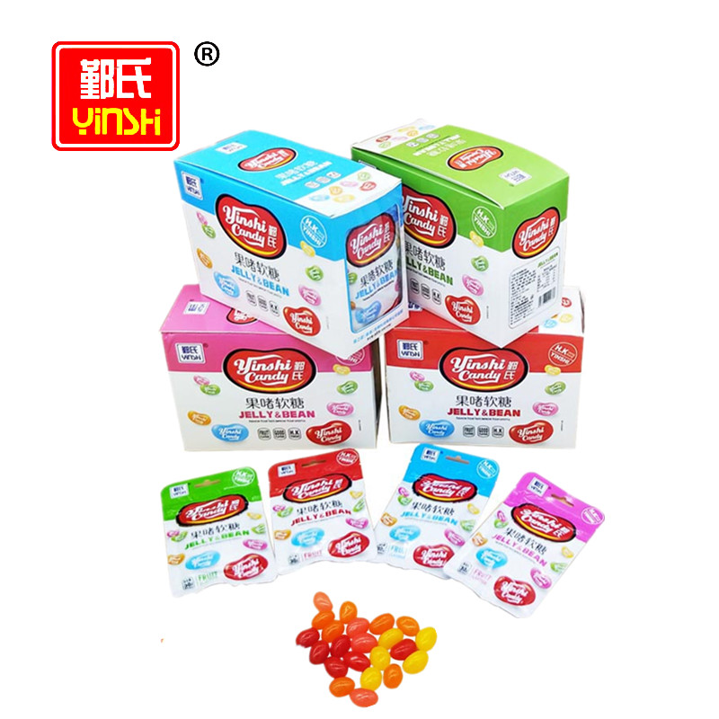 Halal Colorful Fruity Flavors Soft Jelly Bean Candy in Zipper Bag