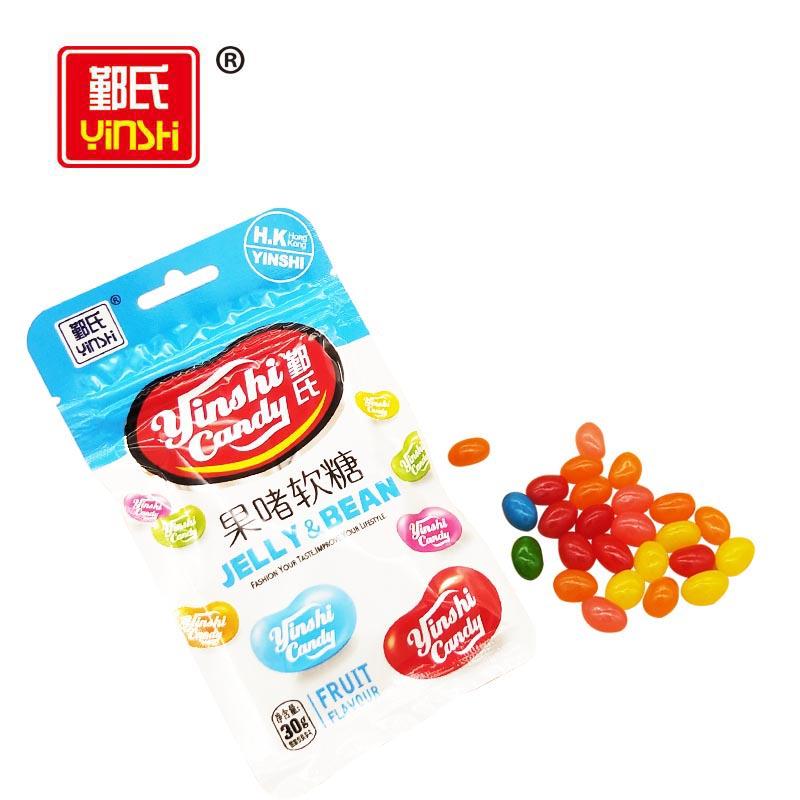 Halal Colorful Fruity Flavors Soft Jelly Bean Candy in Zipper Bag