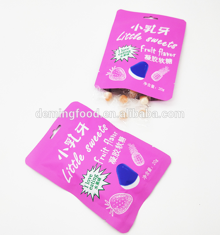 drop shape fruit flavor sugar coated gummy candy from China convenient energy and protein source