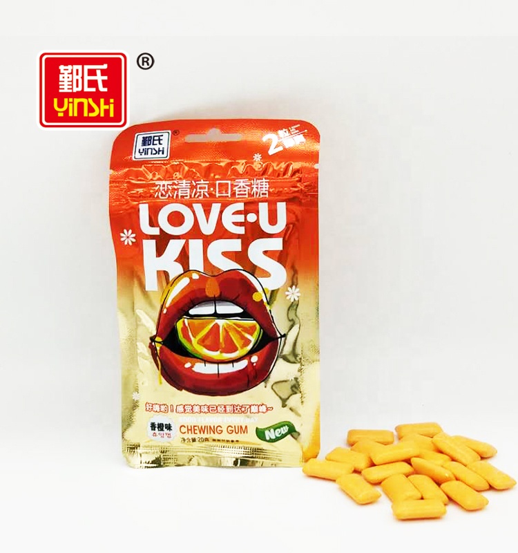 Kiss Mix Fruity Orange Flavor Chewing Gum in Zipper Bag