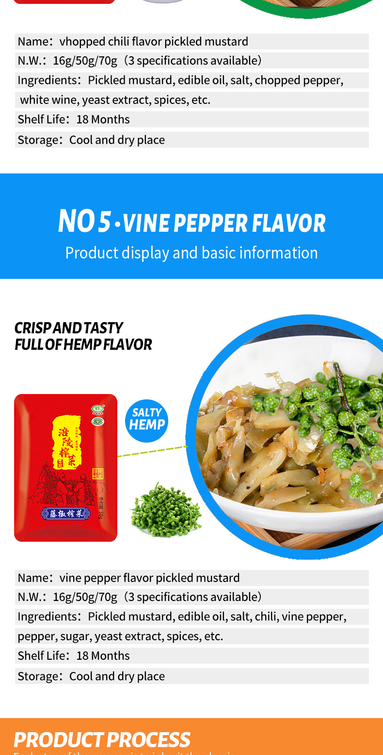Chinese Feature Low-fat Flavor Vegetable Pickled Mustard Snack Preserved Szechuan Pickle