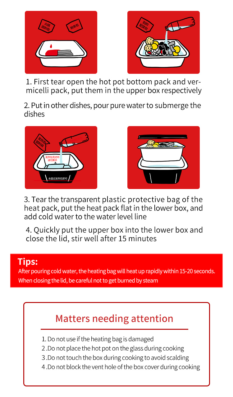 Factory Price Classic Spicy Flavor Butter Instant Food Haidilao Self Heating Hot Pot