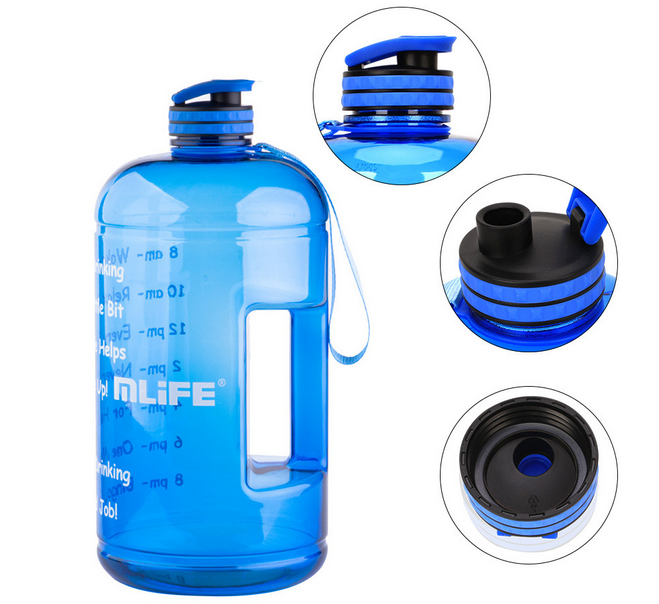 2.2 Litre Wide Mouth Gym Water Bottle with Times to Drink-Large BPA 