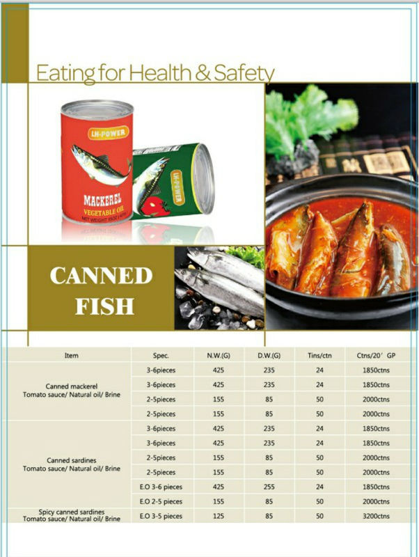 chinese type of canned fish foods products