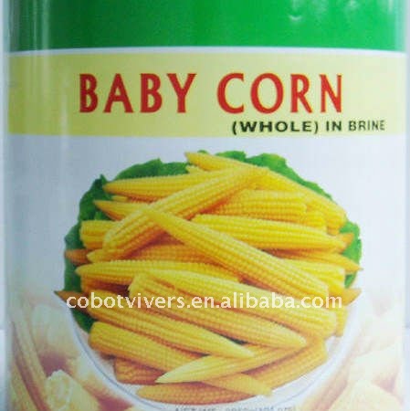 canned sweet babycorn in glass jar