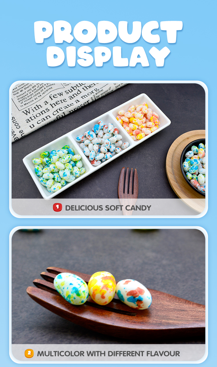 Free sample halal colorful speckle jelly bean valentine jelly bean bulk apple flavor gummy jelly bean