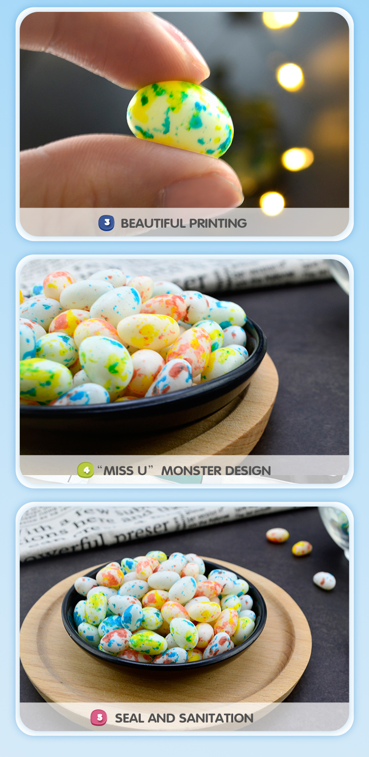 Free sample halal speckled jelly bean colorful white jelly bean lychee flavor