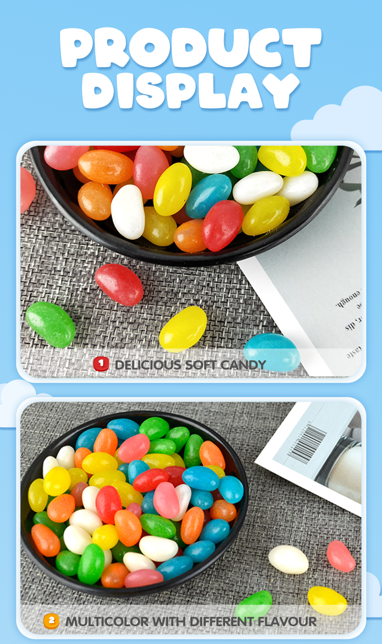 Free sample halal zipper bag assorted jelly bean mix fruity flavors toy candy jelly bean