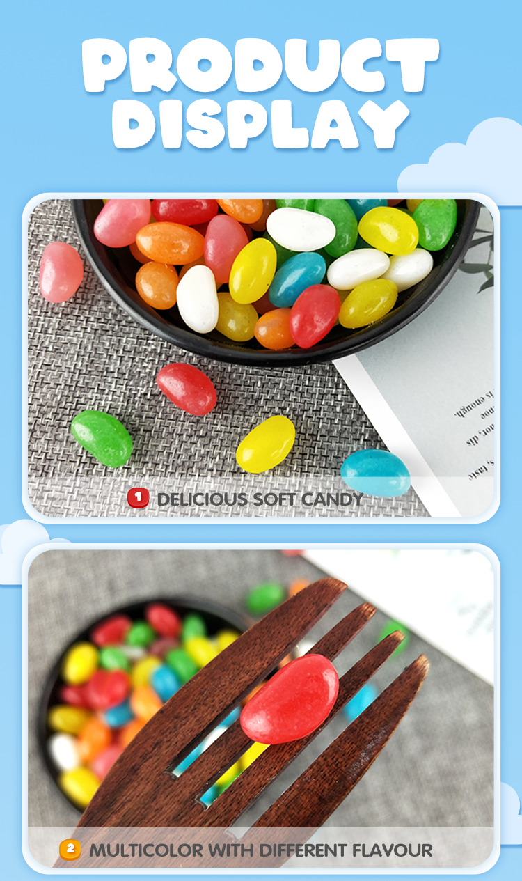 Free sample hot selling toy candy individual package of jelly bean assorted colour halal jelly bean candy
