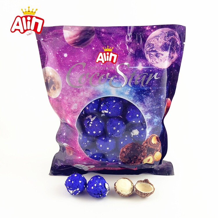 Peanut crushed chocolate wrapped in anhydrous cream bag packing chocolate ball