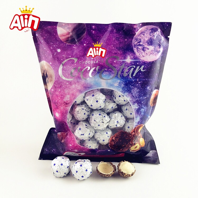 Peanut crushed chocolate wrapped in anhydrous cream bag packing chocolate ball