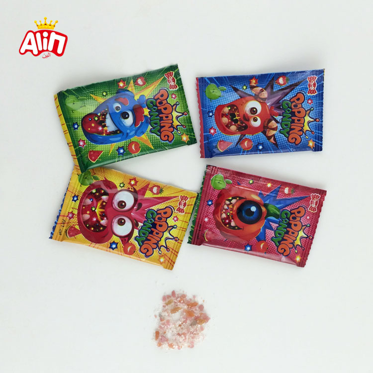Colorful funny expression sour and sweet fruit flavor popping candy