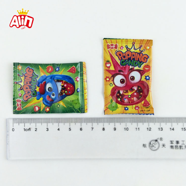Colorful funny expression sour and sweet fruit flavor popping candy