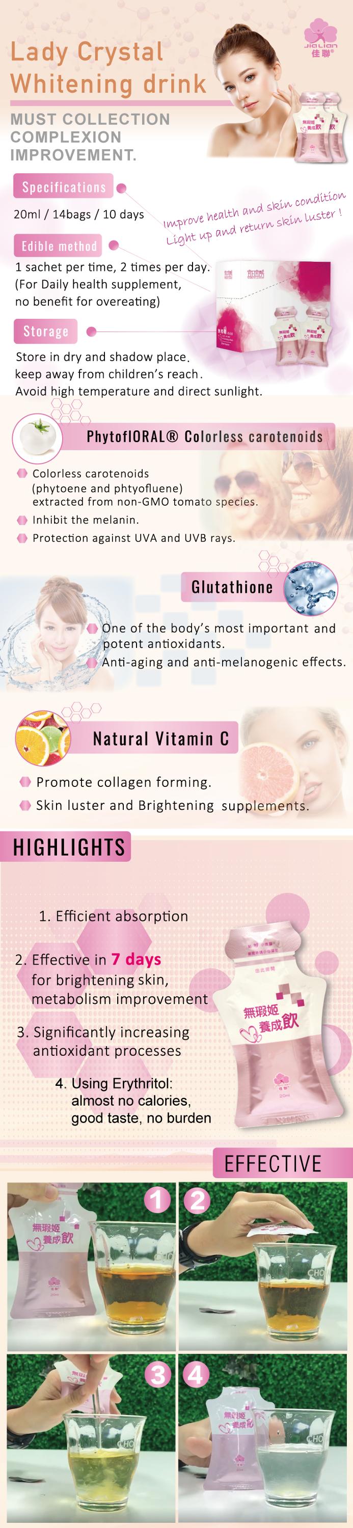 Beauty Skin whitening drink vitamin c Taiwan China price supplier