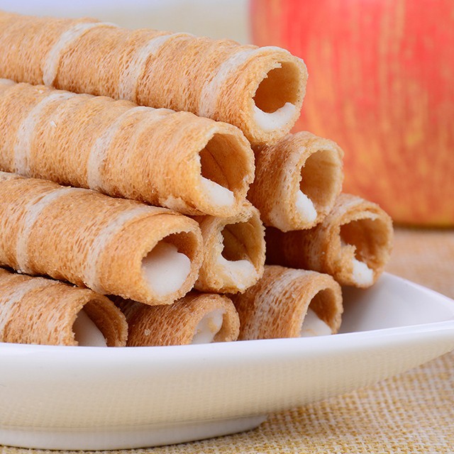 Crispy egg wafer roll cream filled stick biscuit Snacks