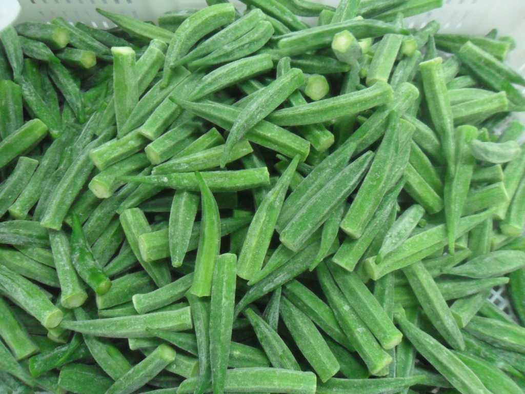 new crop frozen green okra cut