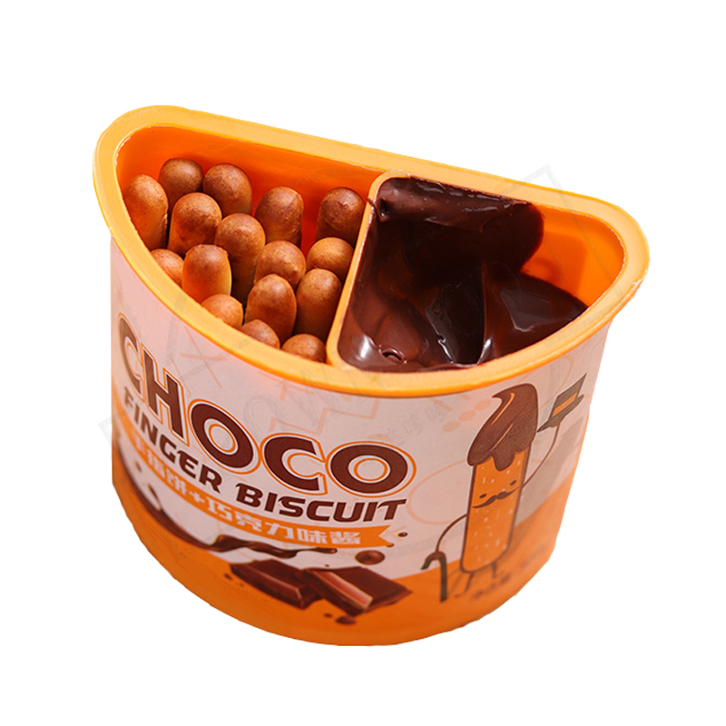 New Product finger biscuit boxes salty and sweet cracker with chocolate syrup finger biscuit cup high quality chocolate biscuits