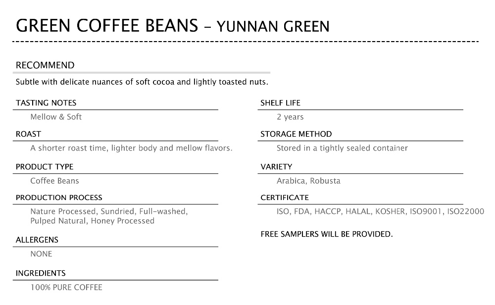 Green coffee beans Arabica Robusta coffee beans