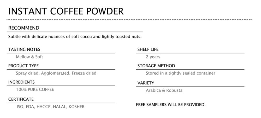 Premium Freeze dried instant coffee /ground coffee Powder with Certificate