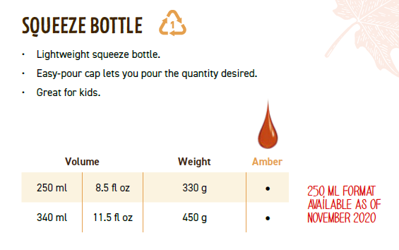 Maple syrup squeeze bottle