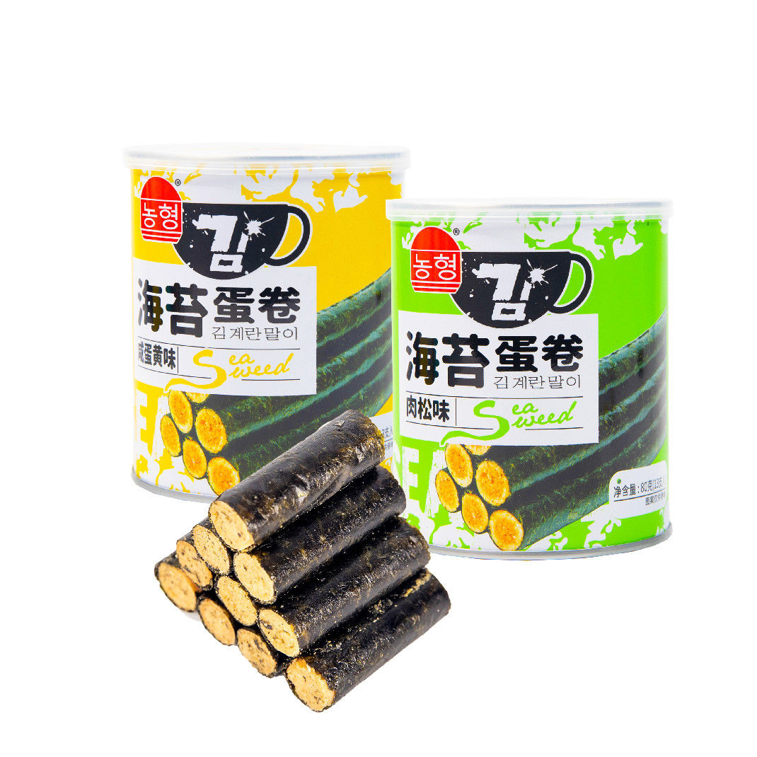 80g canned instant egg roll snack with meat floss