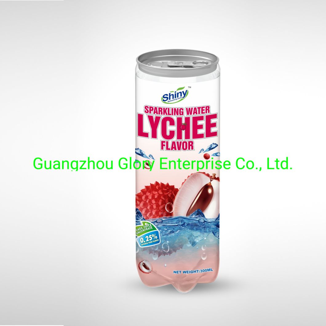 300ml Pet Can Carbonated Lychee Juice Drink Soda Water