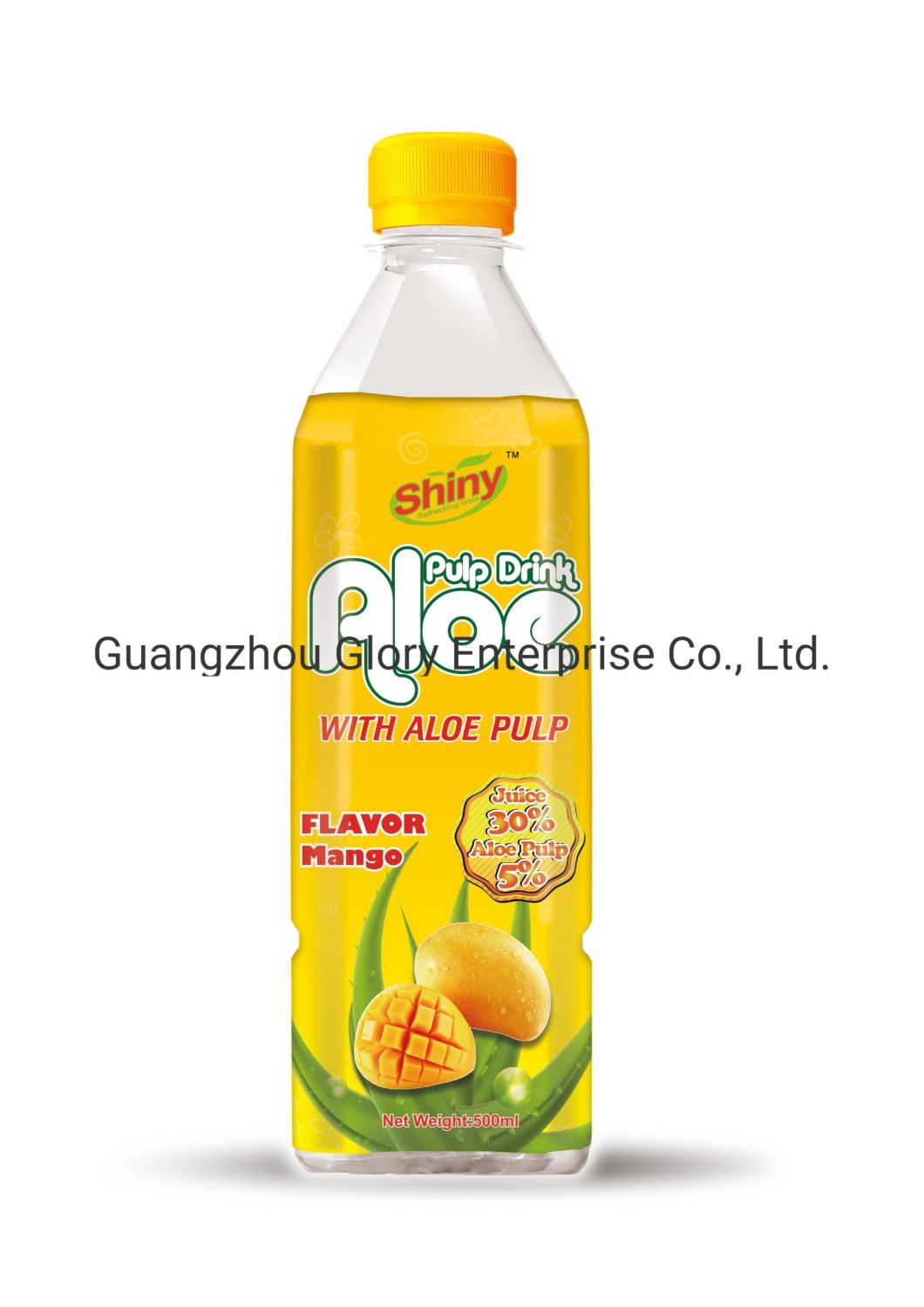500ml Shiny Brand Aloe Vera Drink Mango Flavor with 5% Aloe Pulp and 30% Juice