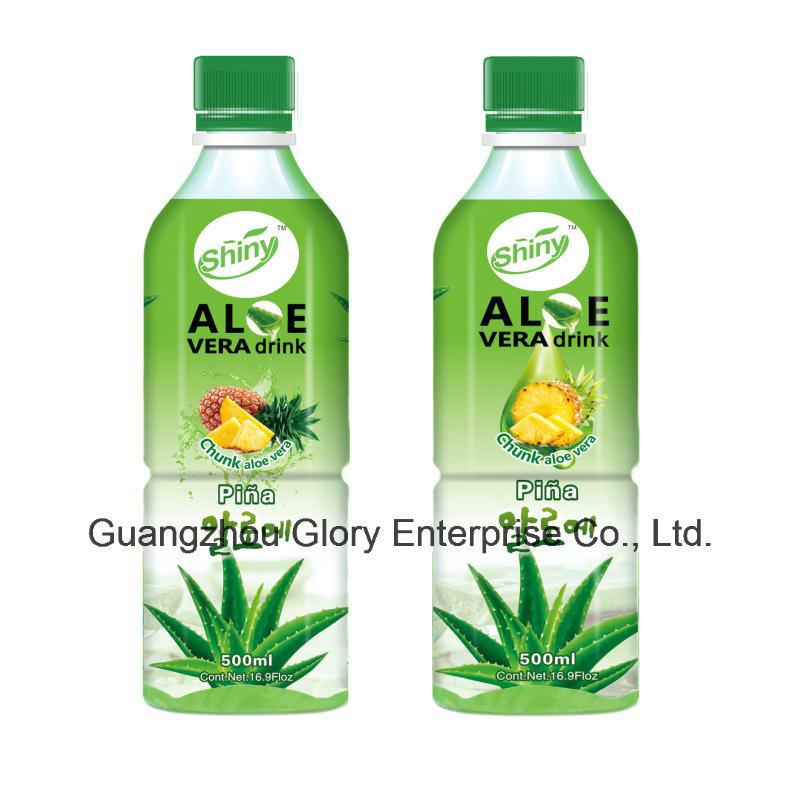 500ml Shiny Brand Pulpa Natural Pineapple Sabor Bebida De Aloe Vera Drink with Con Cubitos De Aloe Vera
