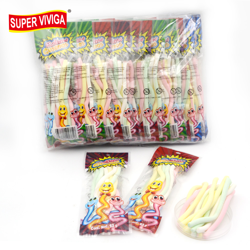 bag packing colorful long marshmallow candy