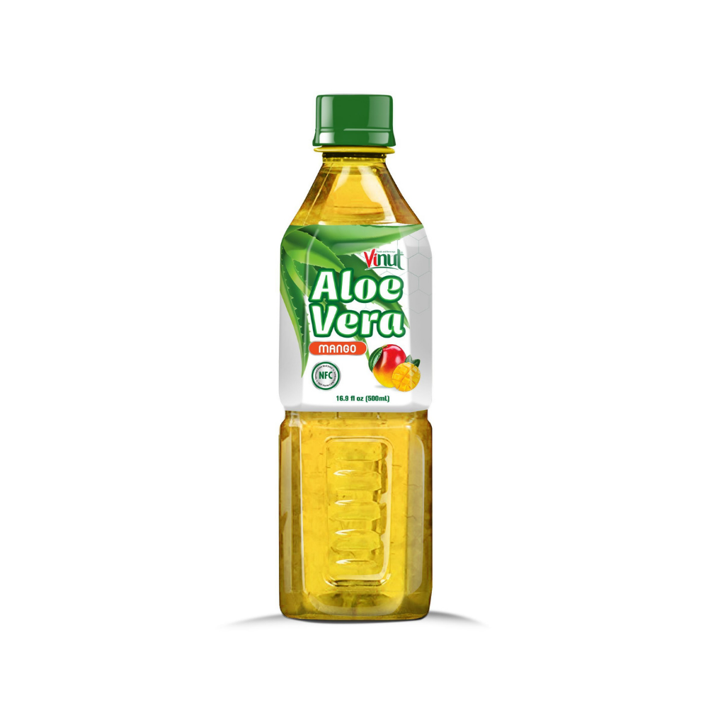 16.9 Fl Oz VINUT Fresh juice Aloe Vera Drink with Mango 500ml Aloe vera juice with Pulp and Mango