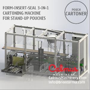 Form-Insert-Seal Monoblock Case Packer Cartoning Machine for Stand Up Pouches